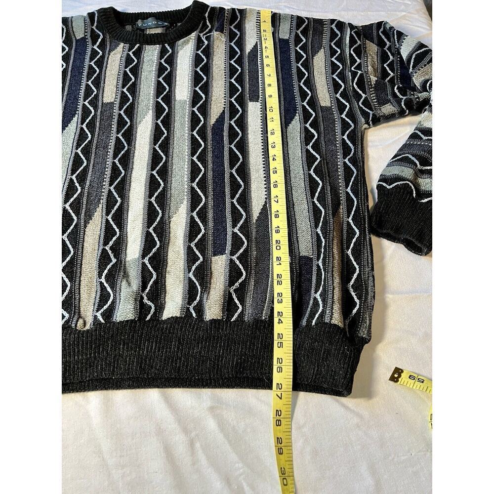 VTG Tundra Canada Mens 3D knit Textured Sweater Size XL Black Gray Retro Grandpa - Picture 5 of 7